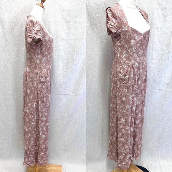 Urban Outfitters Kerriann blush pink floral print wide leg jumpsuit size Medium - Picture 4 of 16